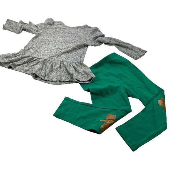 Cat And Jack Girl's Size 2T Dress And Pant Set Long Sleeve St. Patrick's New - Picture 2 of 16